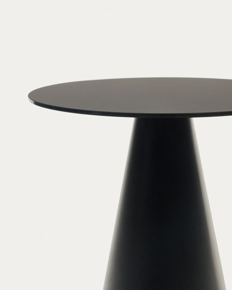 Wilshire Beistelltisch aus getempertem Glas und Metall mit Finish in Mattschwarz Ø 50 cm - ZEN ZONE Furniture