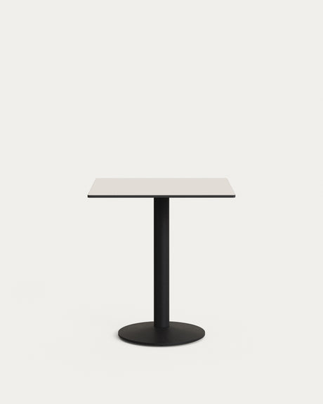 Esilda Outdoor-Tisch weiß mit schwarz lackiertem Metallbein 70 x 70 x 70 cm - ZEN ZONE Furniture
