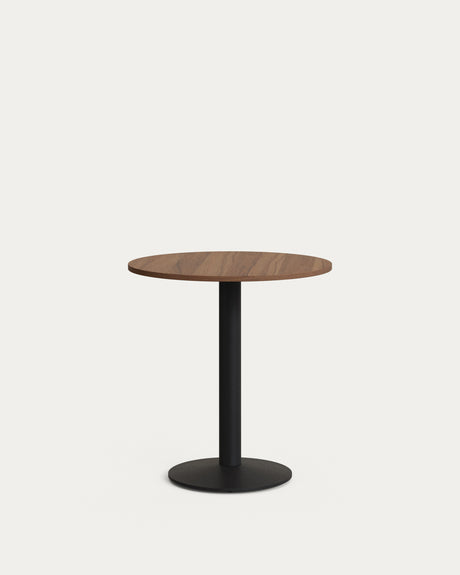 Runder Tisch Esilda  Melamin nussbaumfarben Metallbein mit schwarzer Lackierung Ø70x70 cm - ZEN ZONE Furniture