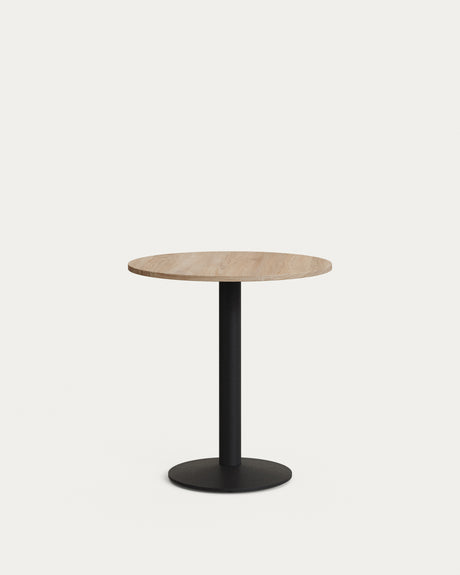 Esilda runder Tisch Melamin naturfarben Metallbein mit schwarzer Lackierung Ø70x70 cm - ZEN ZONE Furniture
