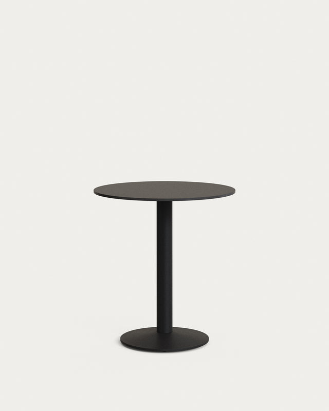 Runder Outdoor-Tisch Esilda schwarz mit schwarz lackiertem Metallbein Ø 70 x 70 cm - ZEN ZONE Furniture