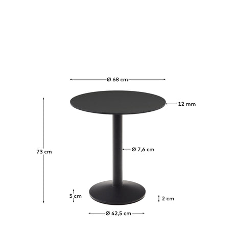 Runder Outdoor-Tisch Esilda schwarz mit schwarz lackiertem Metallbein Ø 70 x 70 cm - ZEN ZONE Furniture