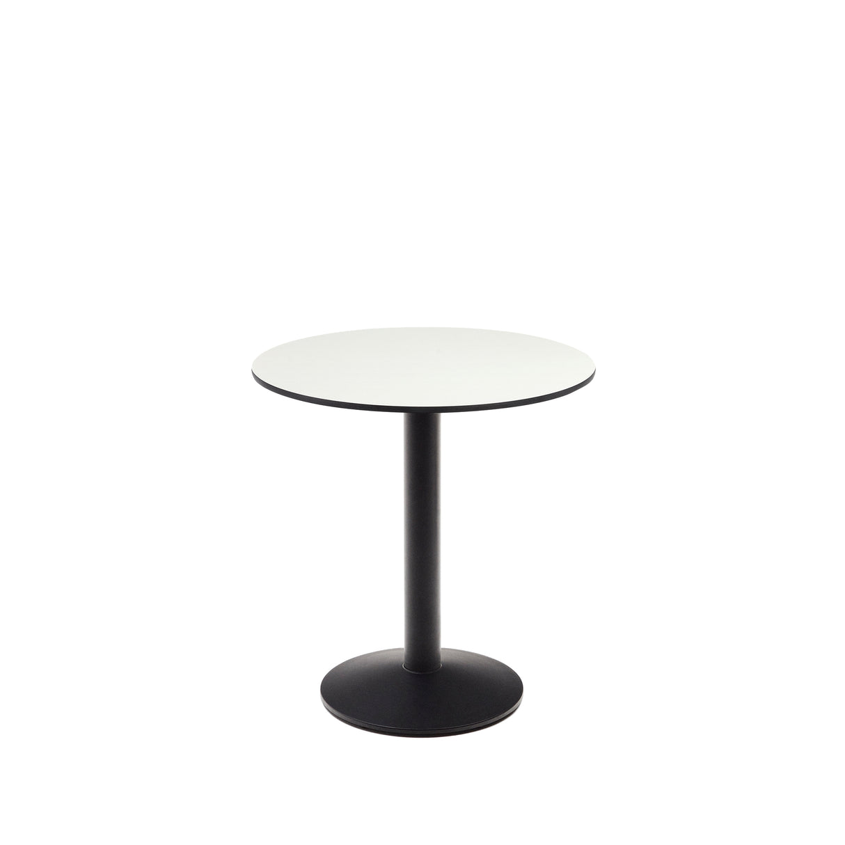 Runder Outdoor-Tisch Esilda weiß mit schwarz lackiertem Metallbein Ø 70 x 70 cm - ZEN ZONE