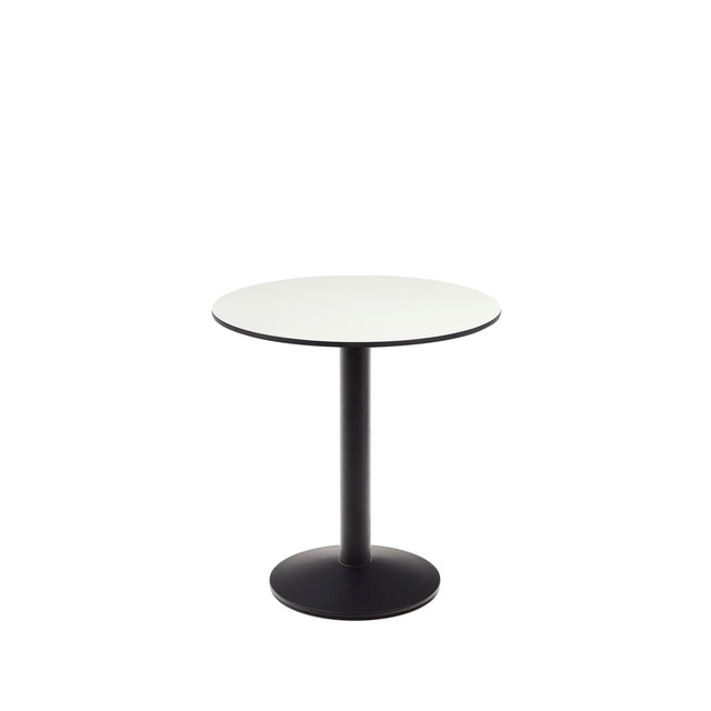 Runder Outdoor-Tisch Esilda weiß mit schwarz lackiertem Metallbein Ø 70 x 70 cm - ZEN ZONE