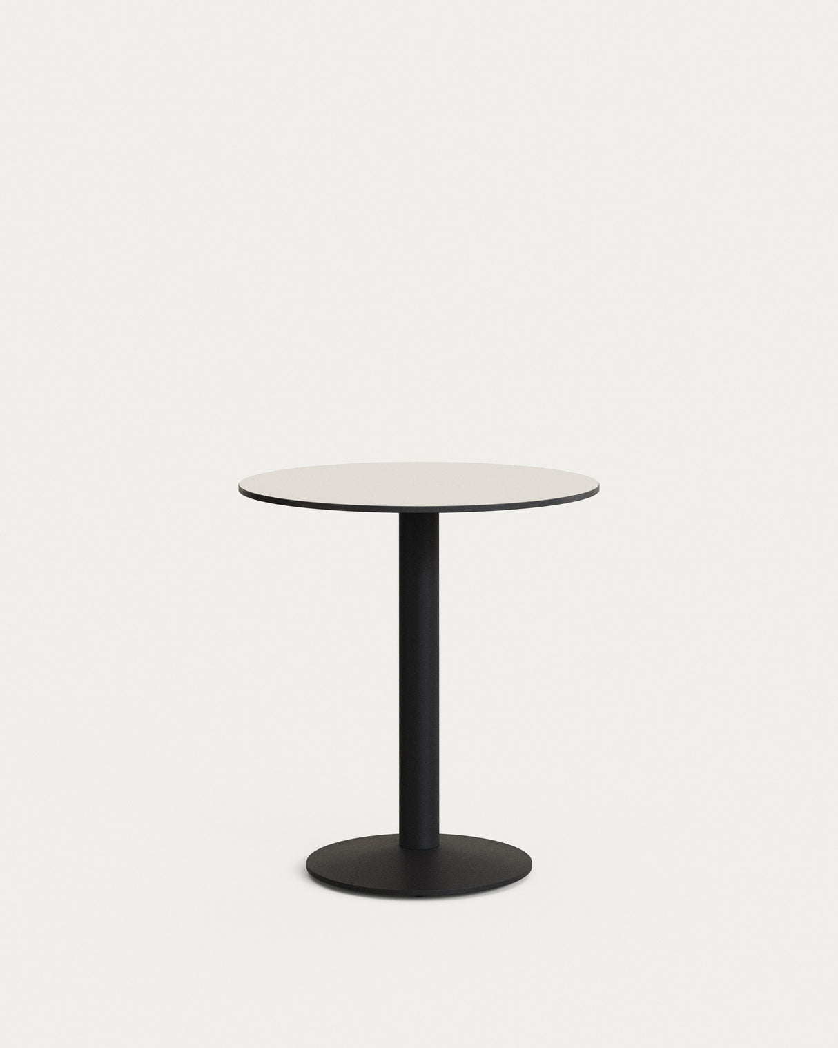 Runder Outdoor-Tisch Esilda weiß mit schwarz lackiertem Metallbein Ø 70 x 70 cm - ZEN ZONE Furniture