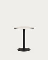 Runder Outdoor-Tisch Esilda weiß mit schwarz lackiertem Metallbein Ø 70 x 70 cm - ZEN ZONE Furniture