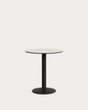 Runder Outdoor-Tisch Esilda weiß mit schwarz lackiertem Metallbein Ø 70 x 70 cm - ZEN ZONE Furniture