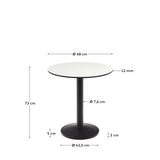 Runder Outdoor-Tisch Esilda weiß mit schwarz lackiertem Metallbein Ø 70 x 70 cm - ZEN ZONE