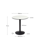 Runder Outdoor-Tisch Esilda weiß mit schwarz lackiertem Metallbein Ø 70 x 70 cm - ZEN ZONE Furniture