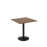 Esilda Tisch Melamin nussbaumfarben mit Metallbein schwarz lackiert 70x70x70 cm - ZEN ZONE