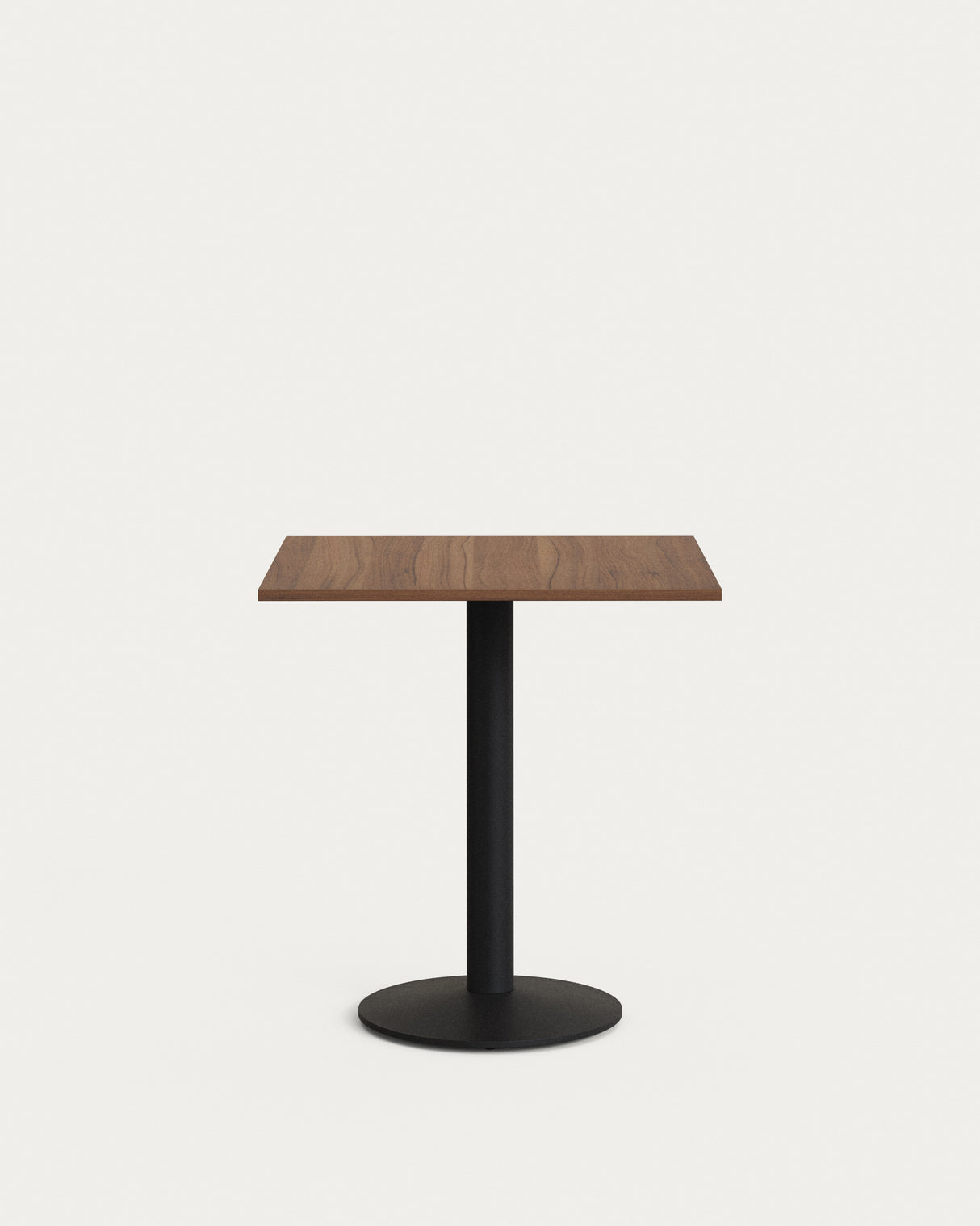 Esilda Tisch Melamin nussbaumfarben mit Metallbein schwarz lackiert 70x70x70 cm - ZEN ZONE Furniture
