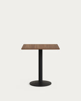 Esilda Tisch Melamin nussbaumfarben mit Metallbein schwarz lackiert 70x70x70 cm - ZEN ZONE Furniture