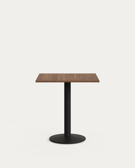 Esilda Tisch Melamin nussbaumfarben mit Metallbein schwarz lackiert 70x70x70 cm - ZEN ZONE Furniture