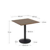 Esilda Tisch Melamin nussbaumfarben mit Metallbein schwarz lackiert 70x70x70 cm - ZEN ZONE