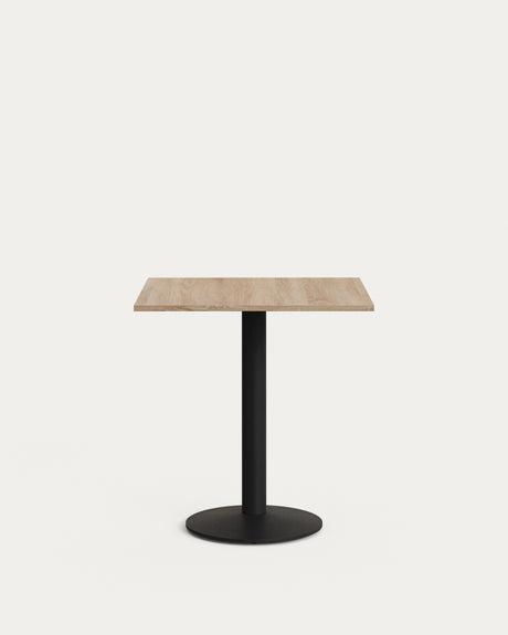 Esilda Tisch Melamin naturfarben mit Metallbein schwarz lackiert 70x70x70 cm - ZEN ZONE Furniture