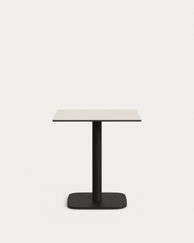 Outdoor-Tisch Dina weiß mit schwarz lackiertem Metallbein 68 x 68 x 70 cm - ZEN ZONE Furniture