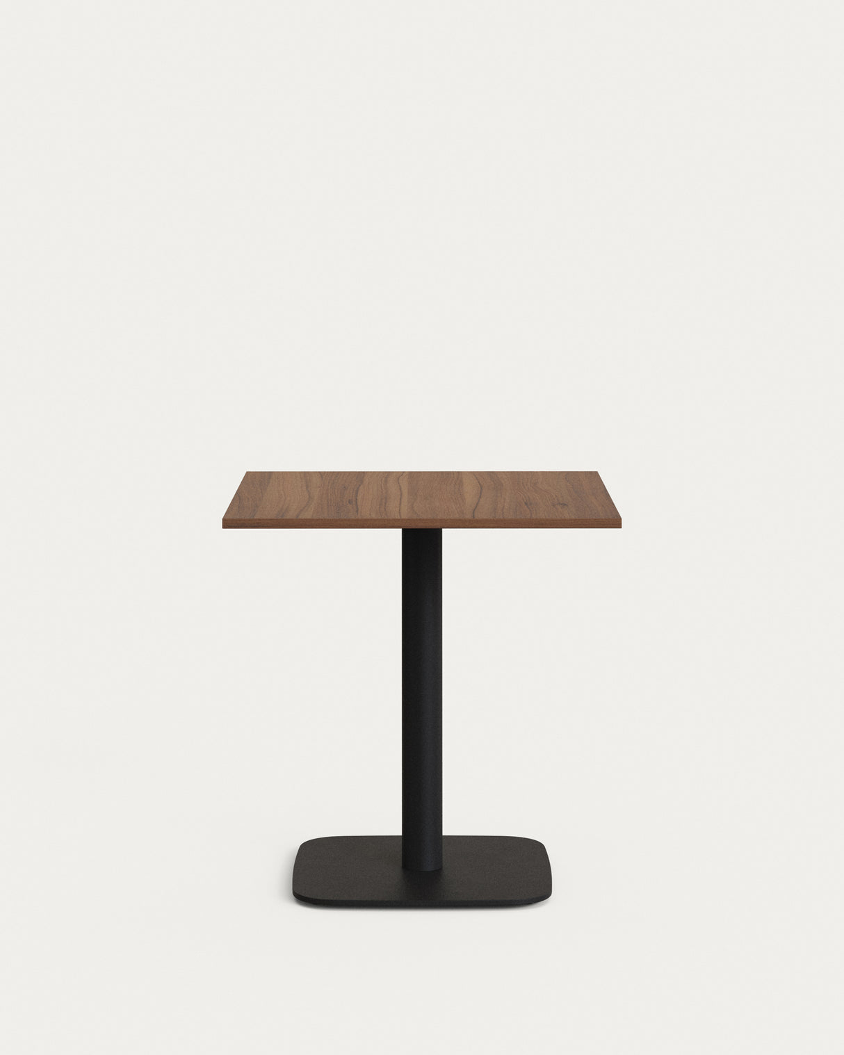 Dina Tisch aus Melamin in Nussbaumoptik mit schwarz lackiertem Metallbein 70 x 70 x 70 cm - ZEN ZONE Furniture