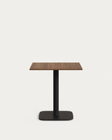 Dina Tisch aus Melamin in Nussbaumoptik mit schwarz lackiertem Metallbein 70 x 70 x 70 cm - ZEN ZONE Furniture