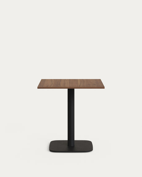Dina Tisch aus Melamin in Nussbaumoptik mit schwarz lackiertem Metallbein 70 x 70 x 70 cm - ZEN ZONE Furniture