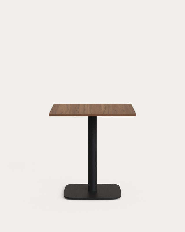 Dina Tisch aus Melamin in Nussbaumoptik mit schwarz lackiertem Metallbein 70 x 70 x 70 cm - ZEN ZONE Furniture