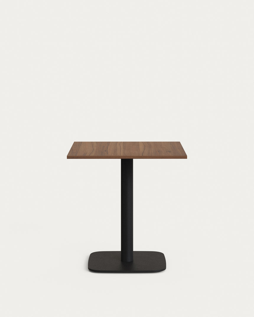 Dina Tisch aus Melamin in Nussbaumoptik mit schwarz lackiertem Metallbein 70 x 70 x 70 cm - ZEN ZONE Furniture