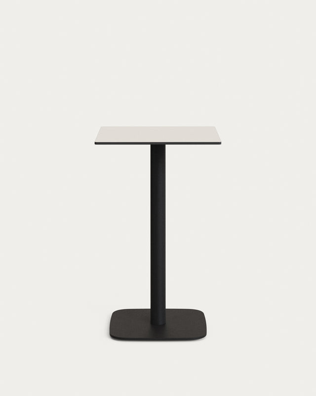 Dina hoher Outdoor-Tisch weiß mit schwarz lackiertem Metallbein 60x60x96 cm - ZEN ZONE Furniture