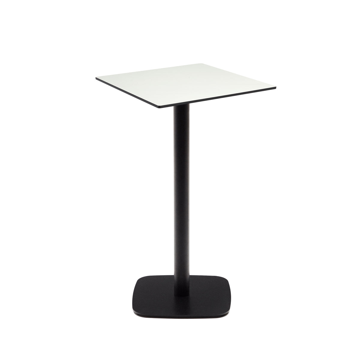 Dina hoher Outdoor-Tisch weiß mit schwarz lackiertem Metallbein 60x60x96 cm - ZEN ZONE Furniture