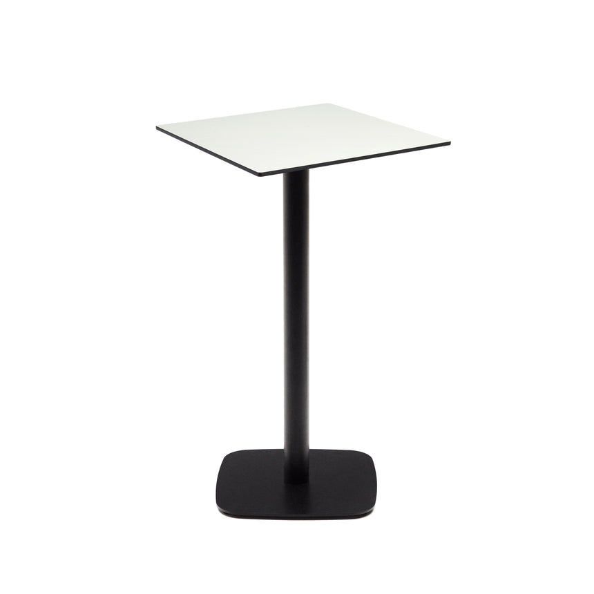 Dina hoher Outdoor-Tisch weiß mit schwarz lackiertem Metallbein 60x60x96 cm - ZEN ZONE Furniture