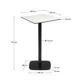 Dina hoher Outdoor-Tisch weiß mit schwarz lackiertem Metallbein 60x60x96 cm - ZEN ZONE Furniture