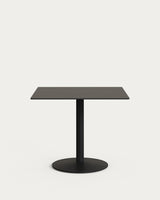 Esilda Outdoor-Tisch schwarz mit schwarz lackiertem Metallgestell 90 x 90 x 70 cm - ZEN ZONE Furniture