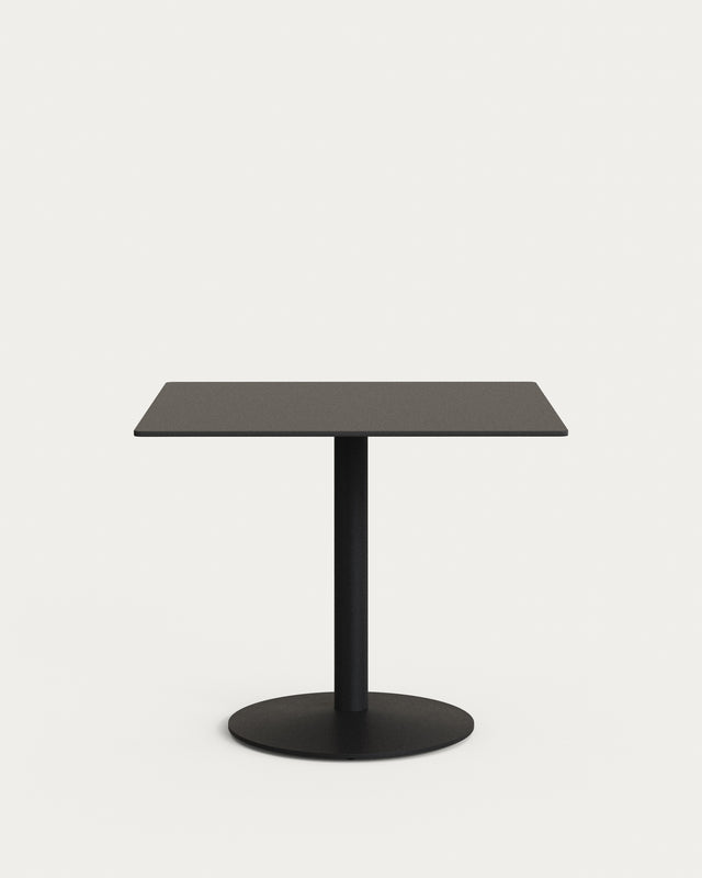 Esilda Outdoor-Tisch schwarz mit schwarz lackiertem Metallgestell 90 x 90 x 70 cm - ZEN ZONE Furniture