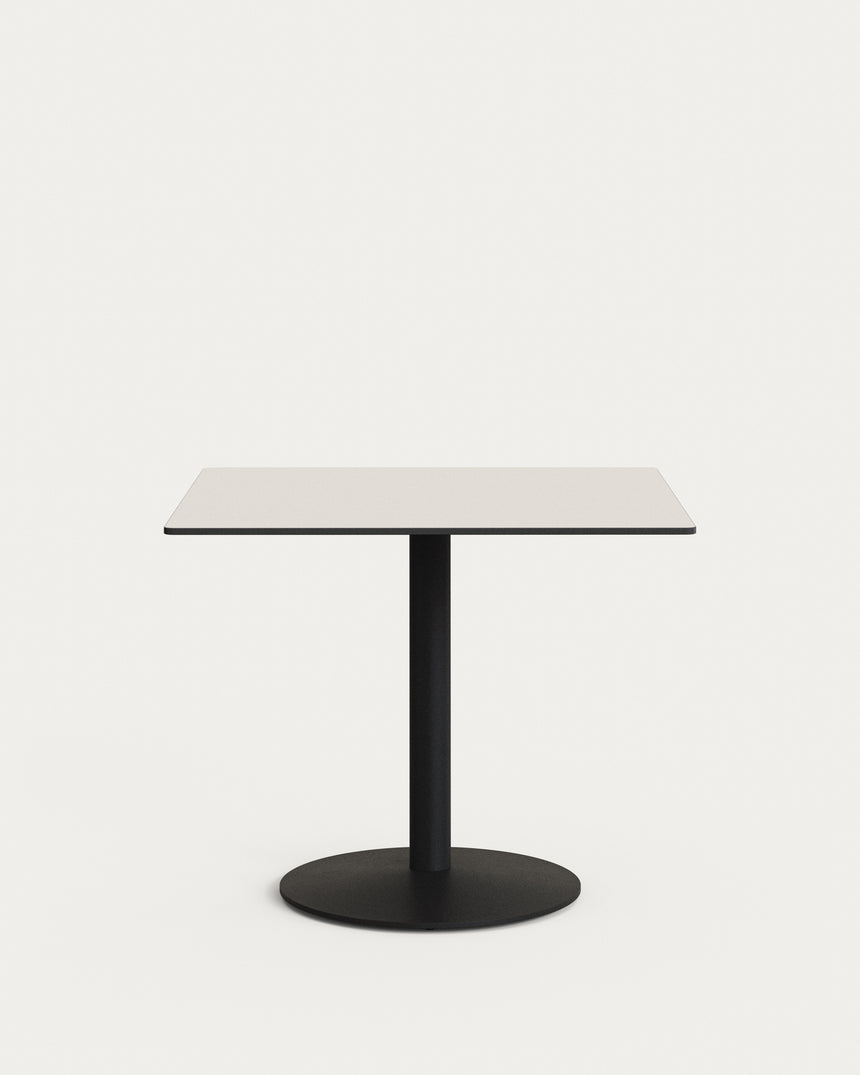 Esilda Outdoor-Tisch weiß mit schwarz lackiertem Metallbein 90 x 90 x 70 cm - ZEN ZONE Furniture