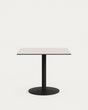 Esilda Outdoor-Tisch weiß mit schwarz lackiertem Metallbein 90 x 90 x 70 cm - ZEN ZONE Furniture