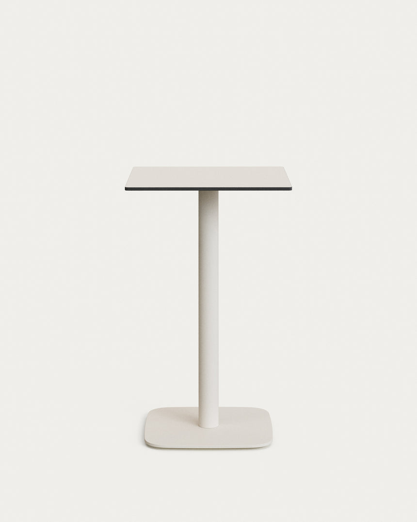 Dina Outdoor Stehtisch weiß mit weiß lackiertem Metallbein 60x60x96 cm - ZEN ZONE Furniture