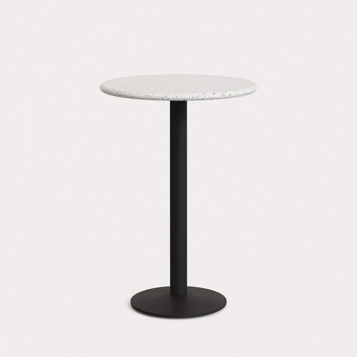 Hoher, runder Saura Bar-Tisch aus Metall mit weisser Terrazzo-platte, 96 x Ø70 cm - ZEN ZONE Furniture