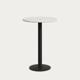 Hoher, runder Saura Bar-Tisch aus Metall mit weisser Terrazzo-platte, 96 x Ø70 cm - ZEN ZONE Furniture