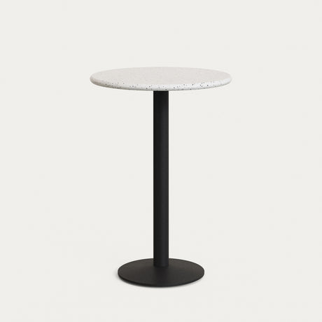 Hoher, runder Saura Bar-Tisch aus Metall mit weisser Terrazzo-platte, 96 x Ø70 cm - ZEN ZONE Furniture