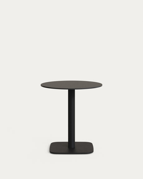 Runder Outdoor-Tisch Dina schwarz mit schwarz lackiertem Metallbein Ø 68x70 cm - ZEN ZONE Furniture