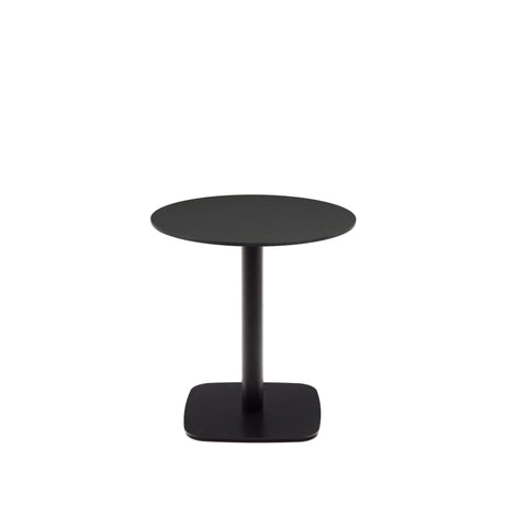 Runder Outdoor-Tisch Dina schwarz mit schwarz lackiertem Metallbein Ø 68x70 cm - ZEN ZONE Furniture