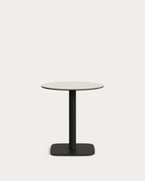 Runder Outdoor-Tisch Dina weiß mit schwarz lackiertem Metallbein Ø 68x70 cm - ZEN ZONE Furniture