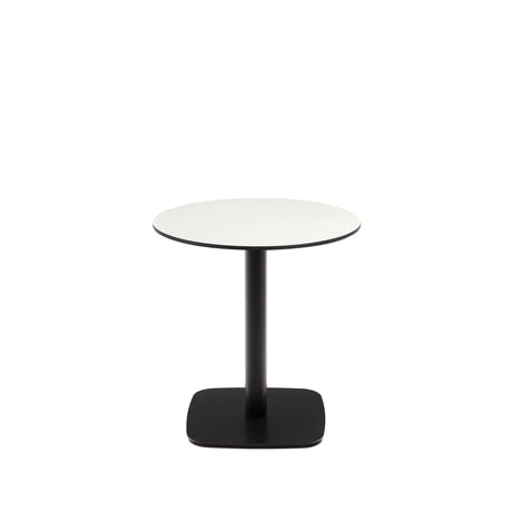 Runder Outdoor-Tisch Dina weiß mit schwarz lackiertem Metallbein Ø 68x70 cm - ZEN ZONE
