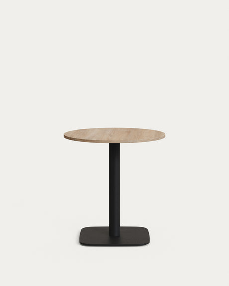 Dina runder Tisch Melamin naturfarben mit Metallbein schwarz lackiert Ø68x70cm - ZEN ZONE Furniture