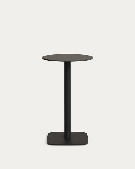 Dina hoher runder Outdoor-Tisch schwarz mit schwarz lackiertem Metallgestell Ø 60x96 cm - ZEN ZONE Furniture