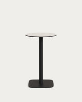 Dina weißer runder hoher Outdoor-Tisch mit schwarz lackiertem Metallbein Ø60x96 cm - ZEN ZONE Furniture