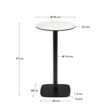 Dina weißer runder hoher Outdoor-Tisch mit schwarz lackiertem Metallbein Ø60x96 cm - ZEN ZONE Furniture