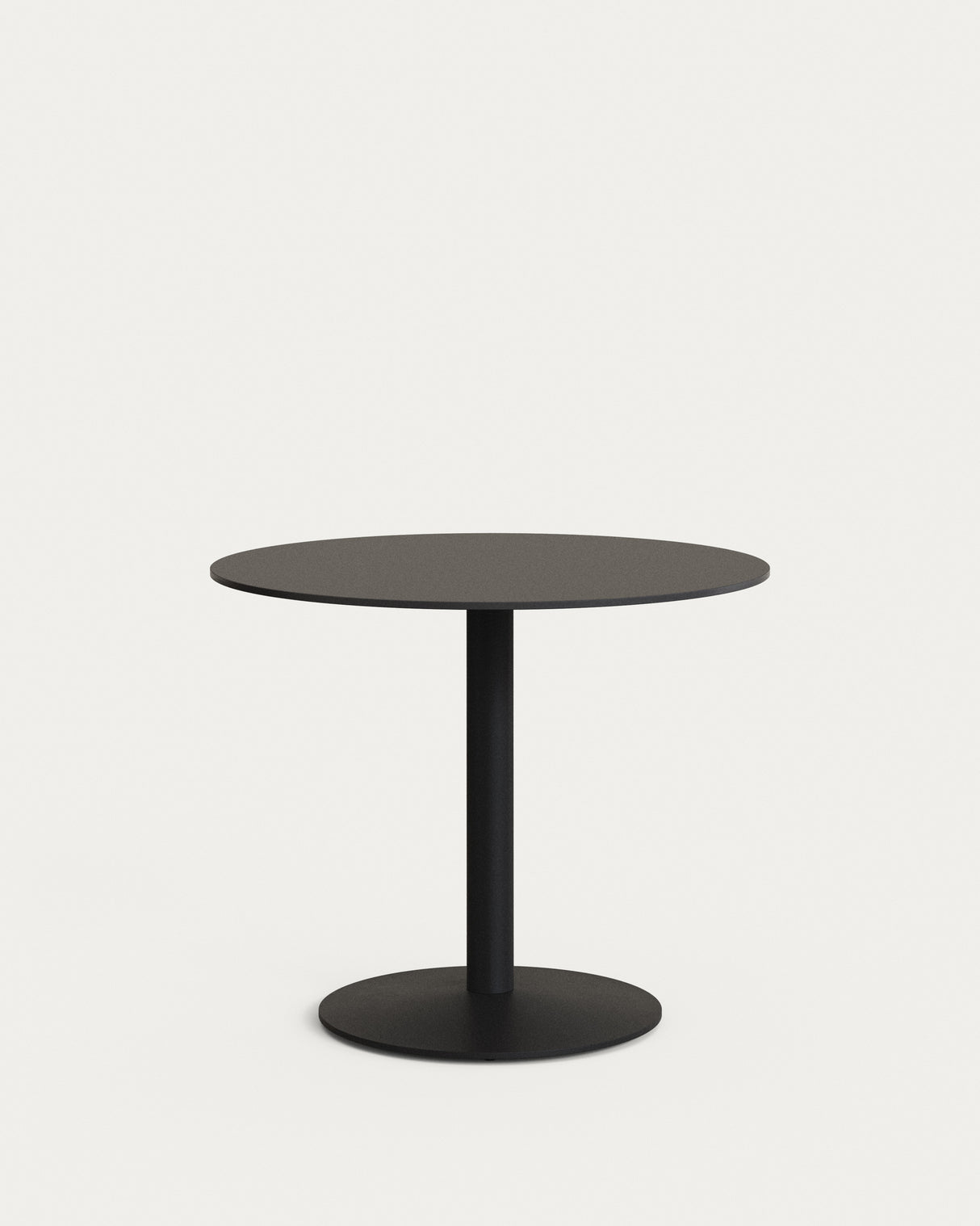Esilda schwarzer runder Outdoor-Tisch mit schwarz lackiertem Metallbein Ø 90 x 70 cm - ZEN ZONE Furniture