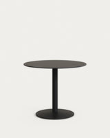 Esilda schwarzer runder Outdoor-Tisch mit schwarz lackiertem Metallbein Ø 90 x 70 cm - ZEN ZONE Furniture