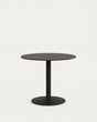 Esilda schwarzer runder Outdoor-Tisch mit schwarz lackiertem Metallbein Ø 90 x 70 cm - ZEN ZONE Furniture
