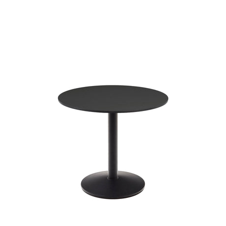 Esilda schwarzer runder Outdoor-Tisch mit schwarz lackiertem Metallbein Ø 90 x 70 cm - ZEN ZONE Furniture
