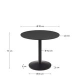 Esilda schwarzer runder Outdoor-Tisch mit schwarz lackiertem Metallbein Ø 90 x 70 cm - ZEN ZONE Furniture